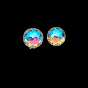 Aurora borealis earrings round clip on Vintage